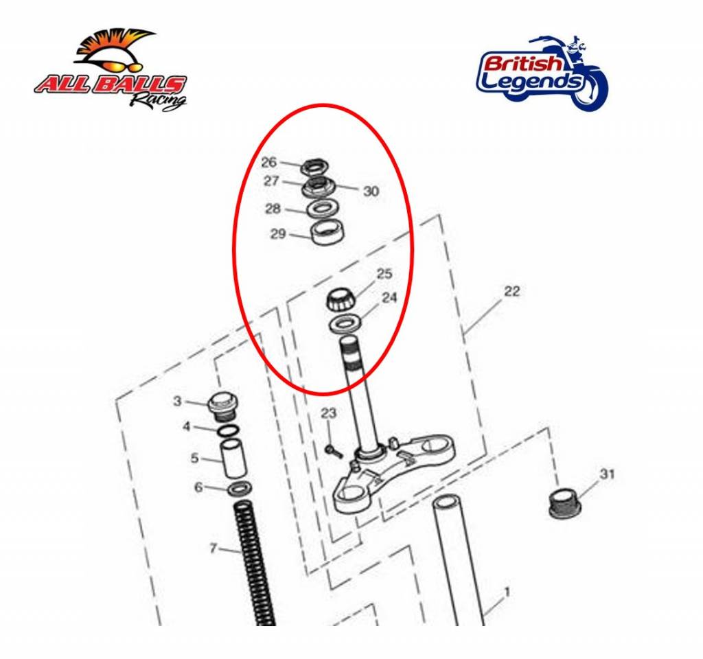 Steering Column Bearings for Triumph Motorbikes