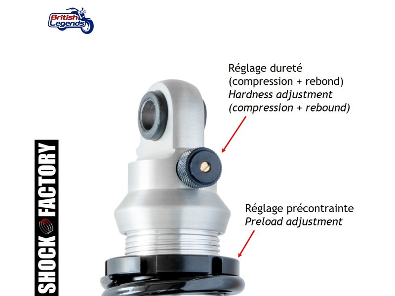 Paire Amortisseurs Shock Factory 2WIN pour HECHARD SIDECAR fourche balancier 320mm
