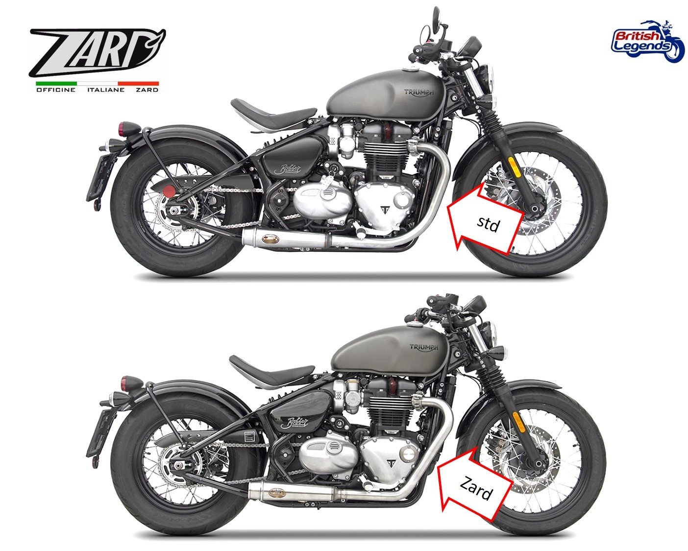 Zard Exhaust System for Triumph Bobber