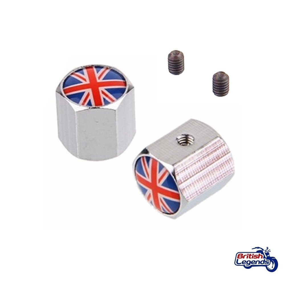 4 bouchons de valve antivol Angleterre Royaume-Uni Anglais Union Jack  British England hexa