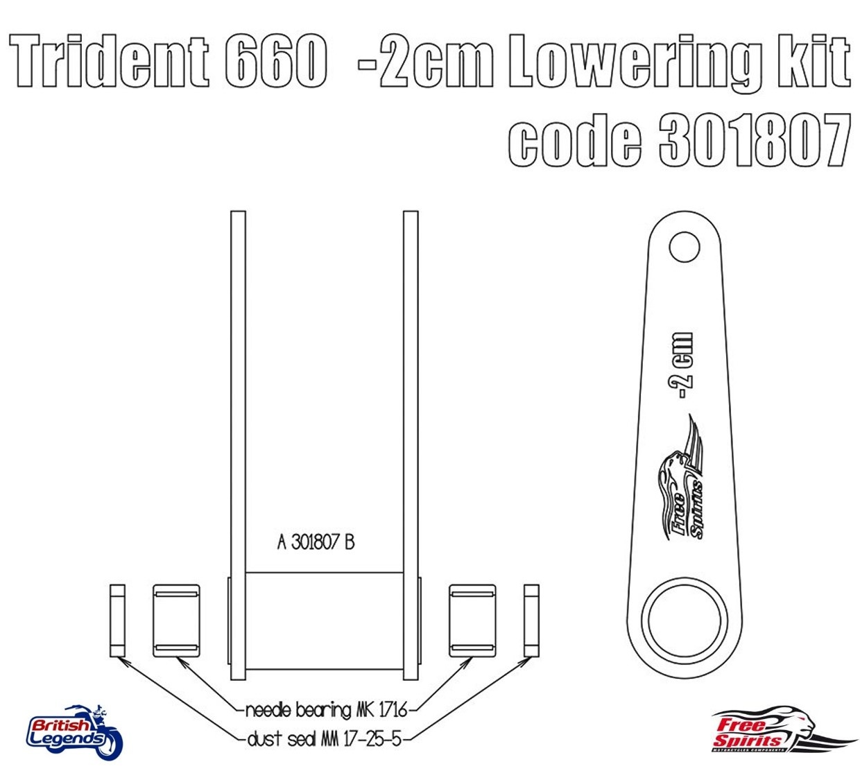 Lowering Kit -20mm for Triumph Trident 660
