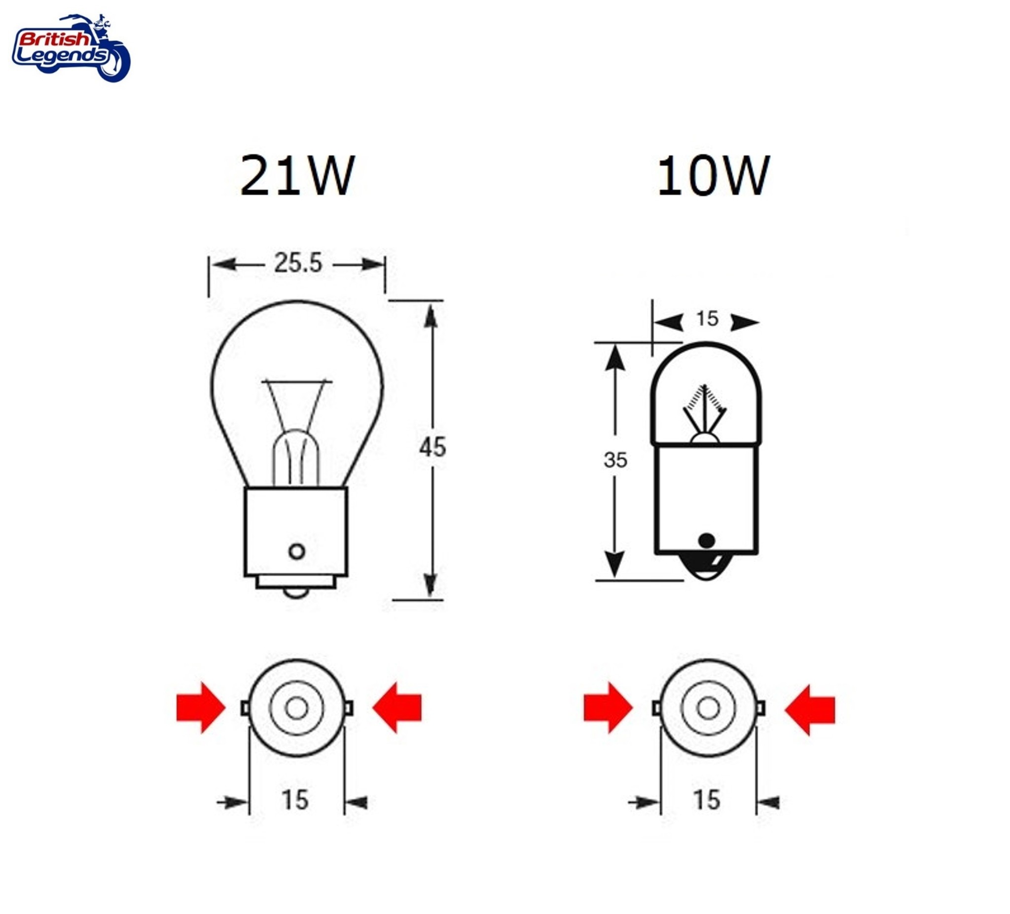 Indicator / Turn Signal Spare Bulbs (10W or 21W)