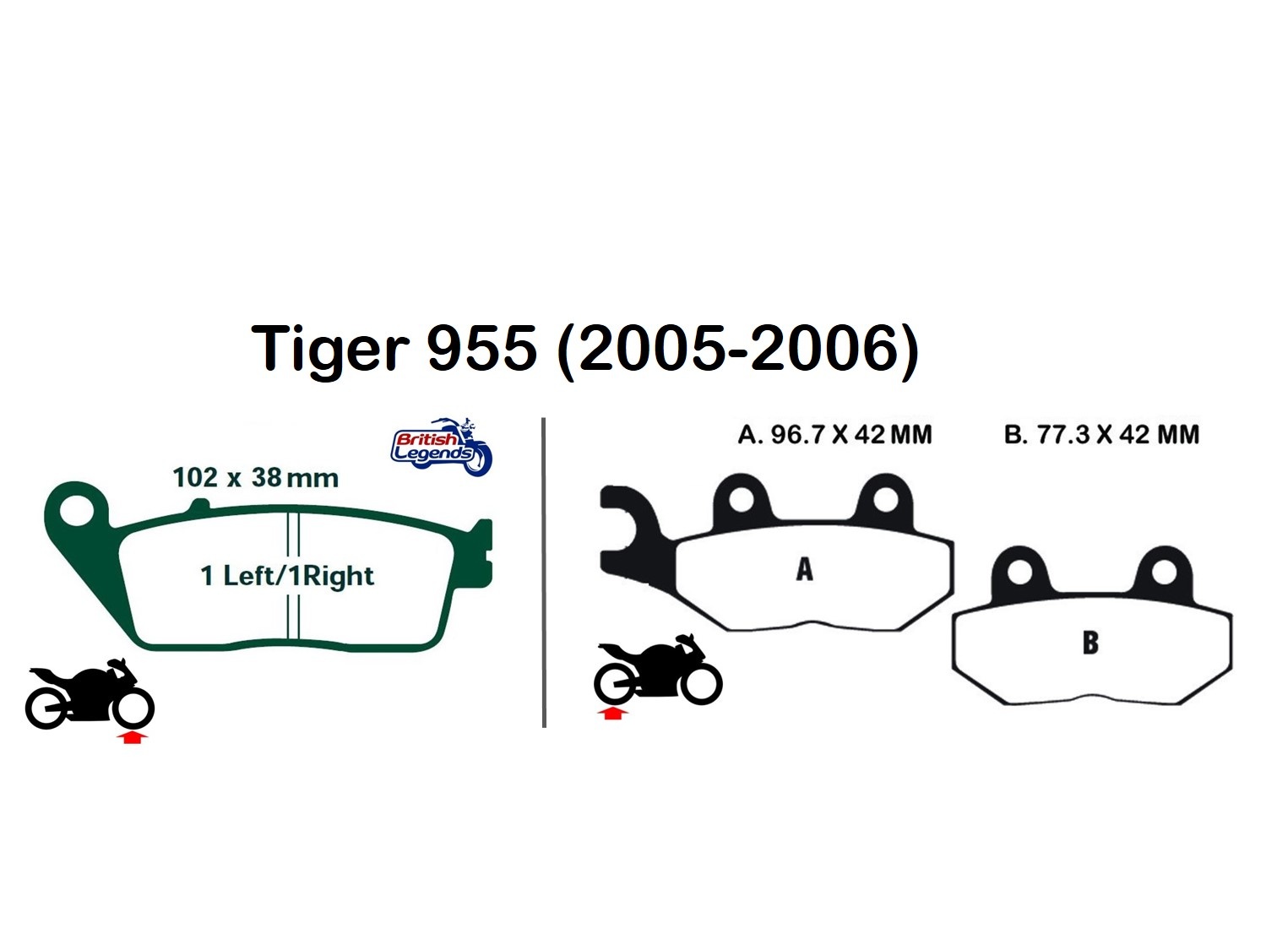 thumbnail interactive-video image 1 of MOTADIN Rear Brake Pads For Triumph Tiger 955I (2004–2006) & Tiger 1050 (2007–2012) 1 of 6
