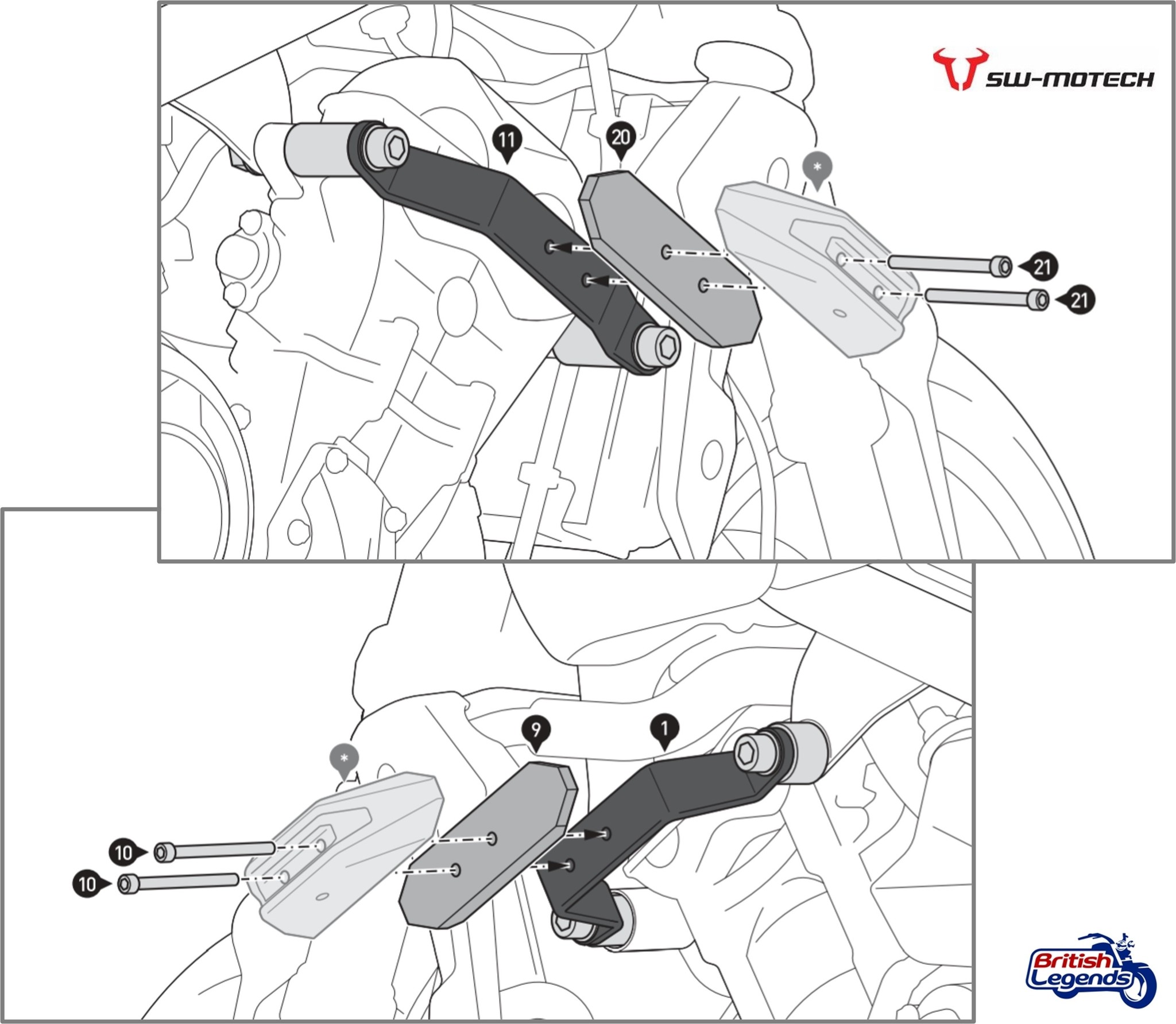 Kit de topes anticaídas para Triumph Trident y Tiger 660/800