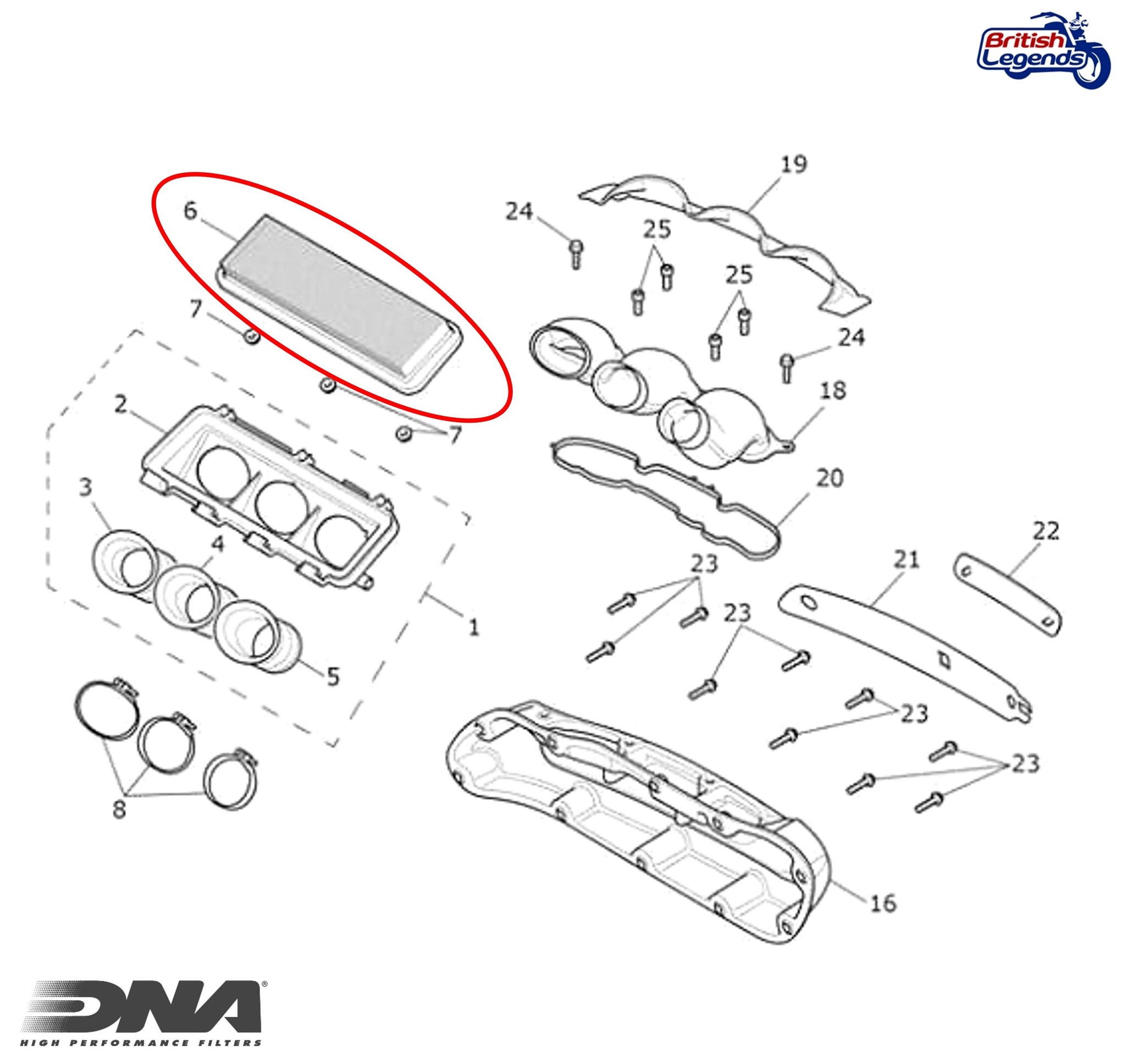Filtro de aire Alto-Flujo para Triumph Rocket III/3
