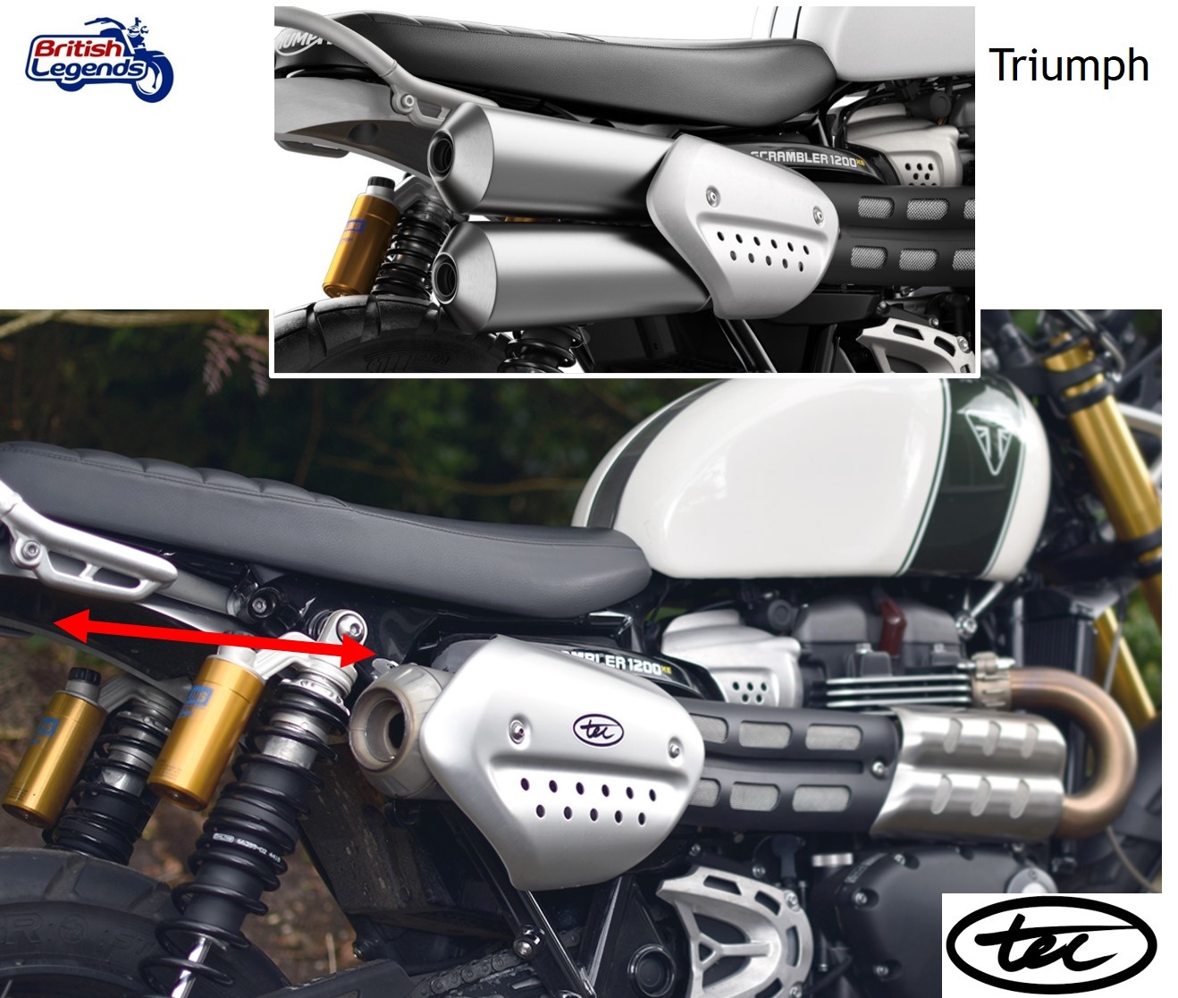 Silenciador corto de inox para Triumph Scrambler 1200