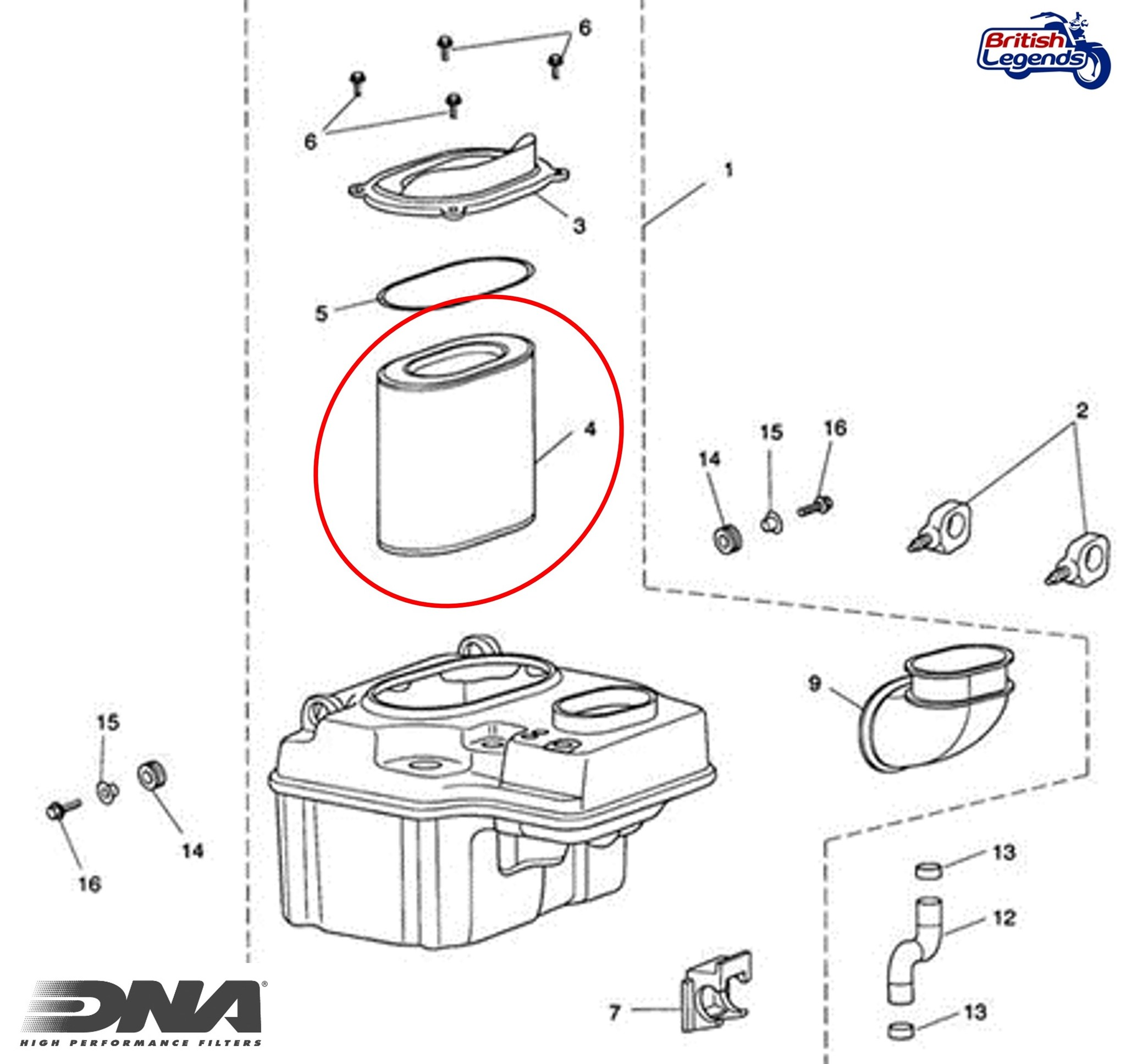 Filtro de aire Alto-Flujo para Triumph Rocket III/3
