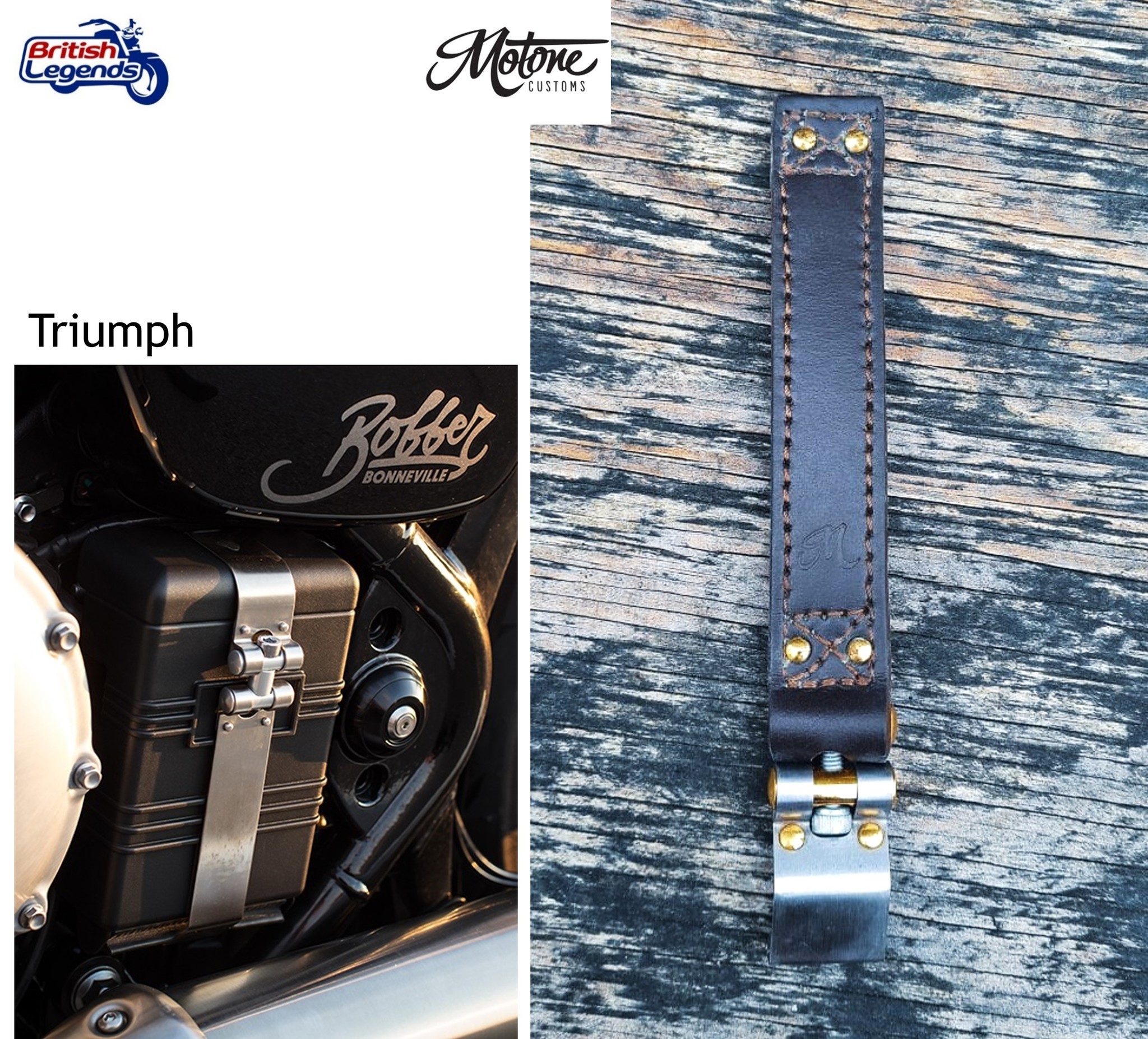 Leather Battery Strap for Triumph Bobber