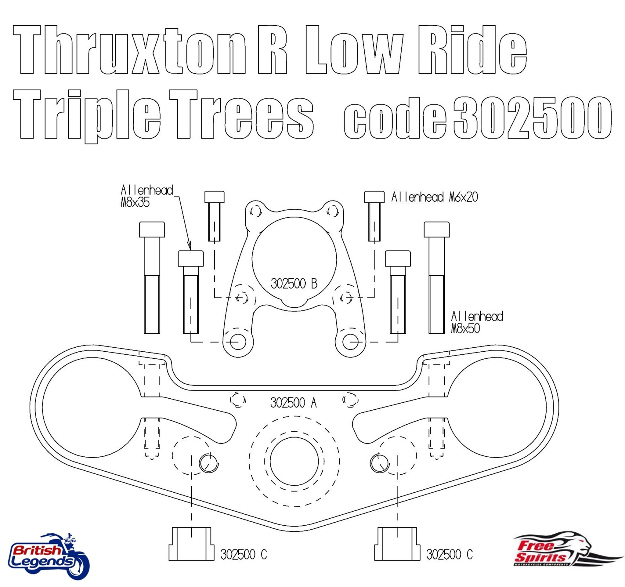 Té de Fourche de Rabaissement pour Thruxton R/RS