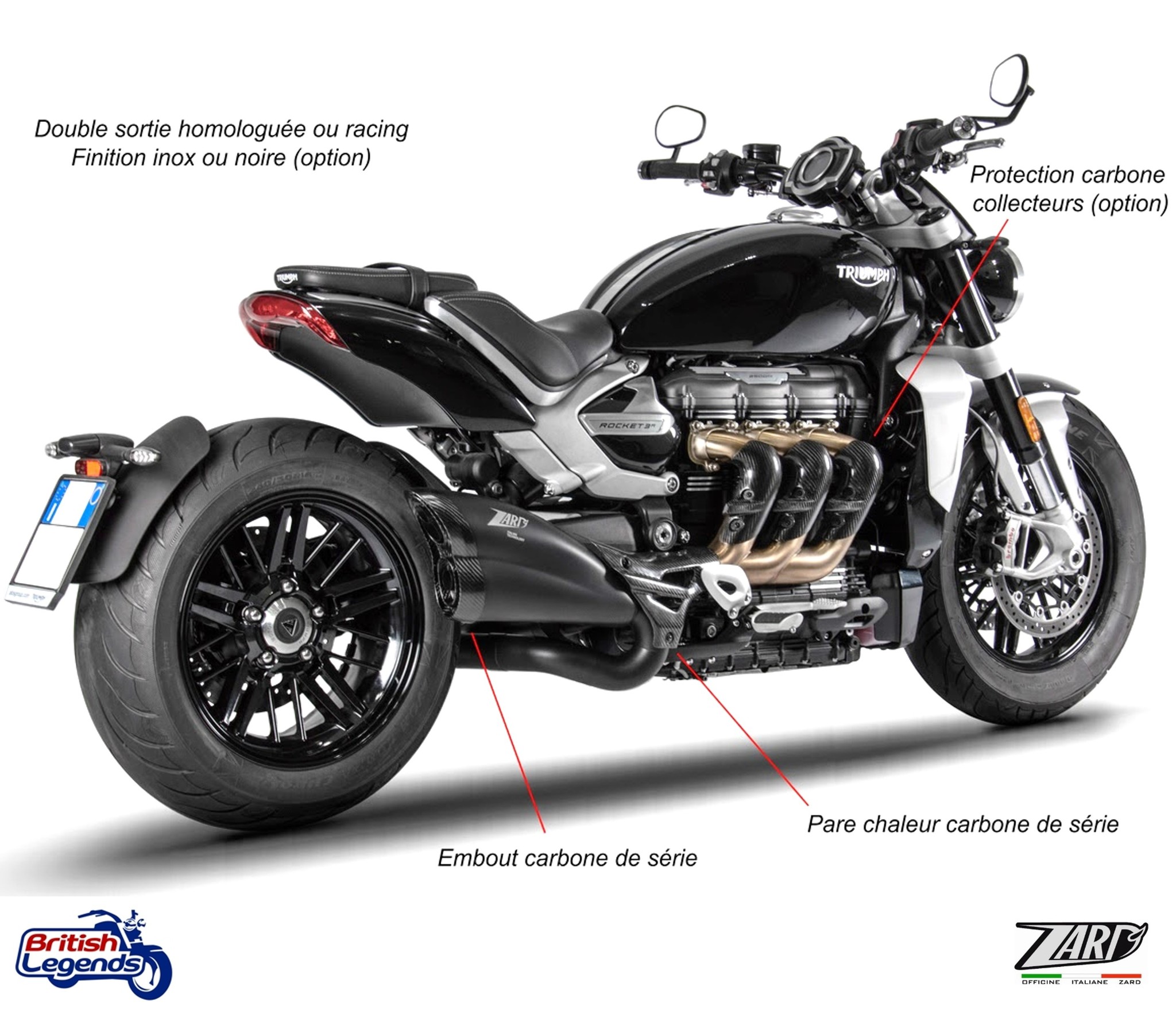 Silenciador Inox Zard para Triumph Rocket 3