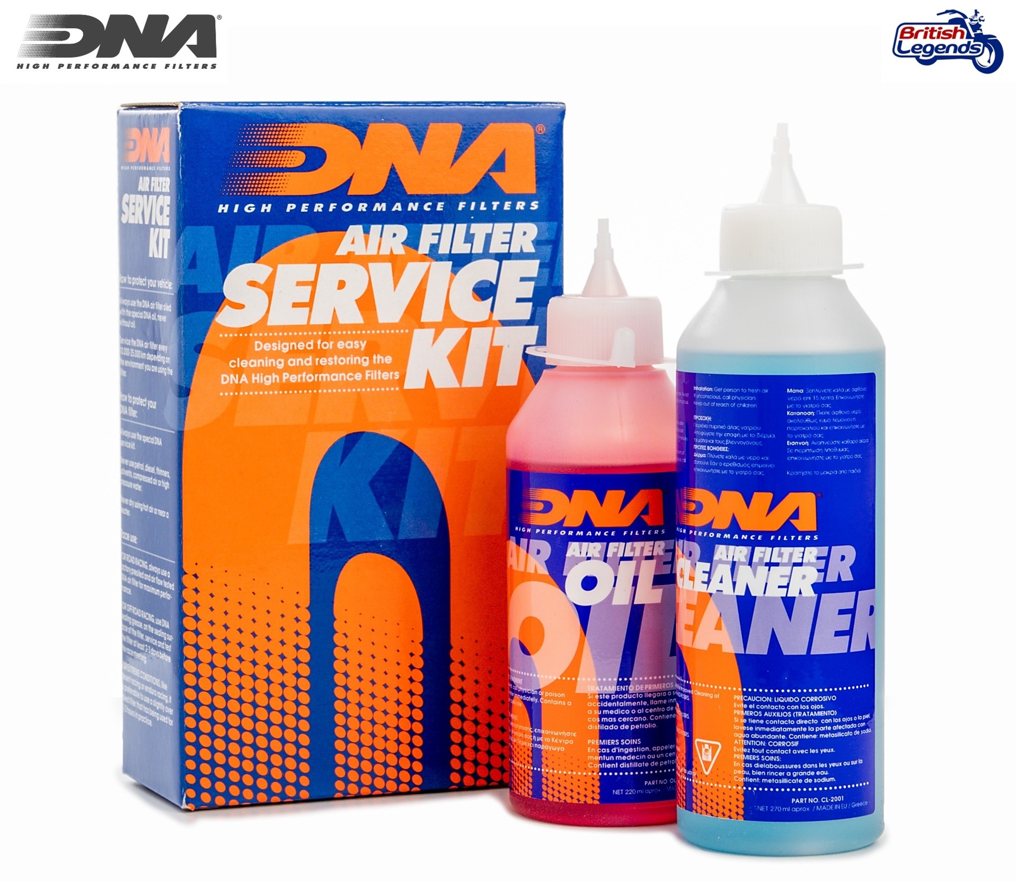 Kit de limpieza de filtros de aire DNA y K&N