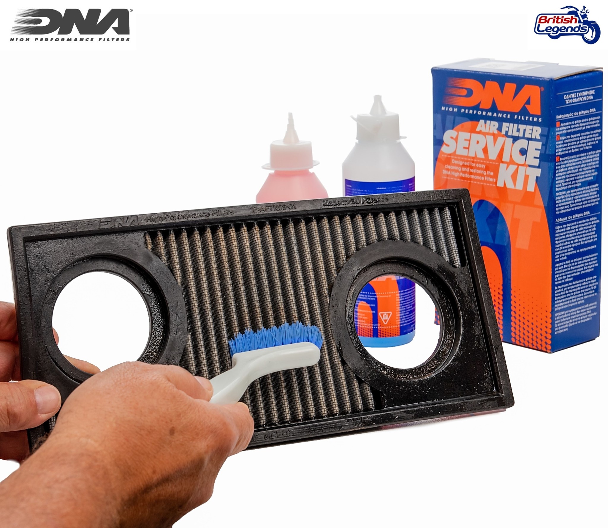 Kit de limpieza de filtros de aire DNA y K&N