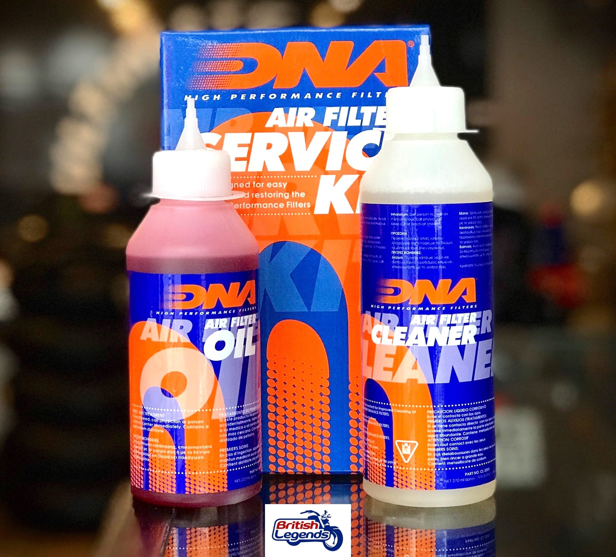 Kit de limpieza de filtros de aire DNA y K&N