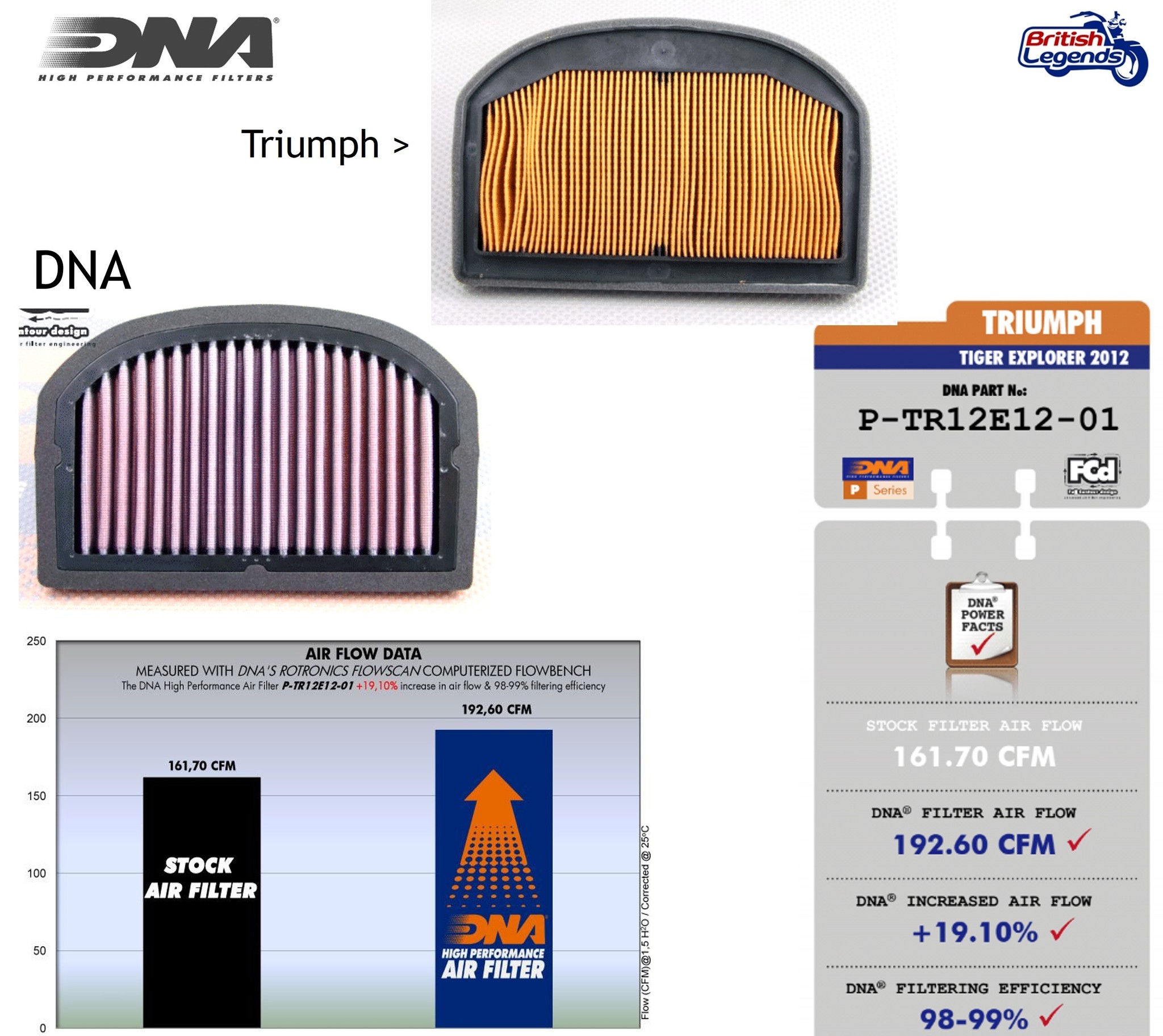 High-Flow Air Filter for Tiger 1200/Explorer