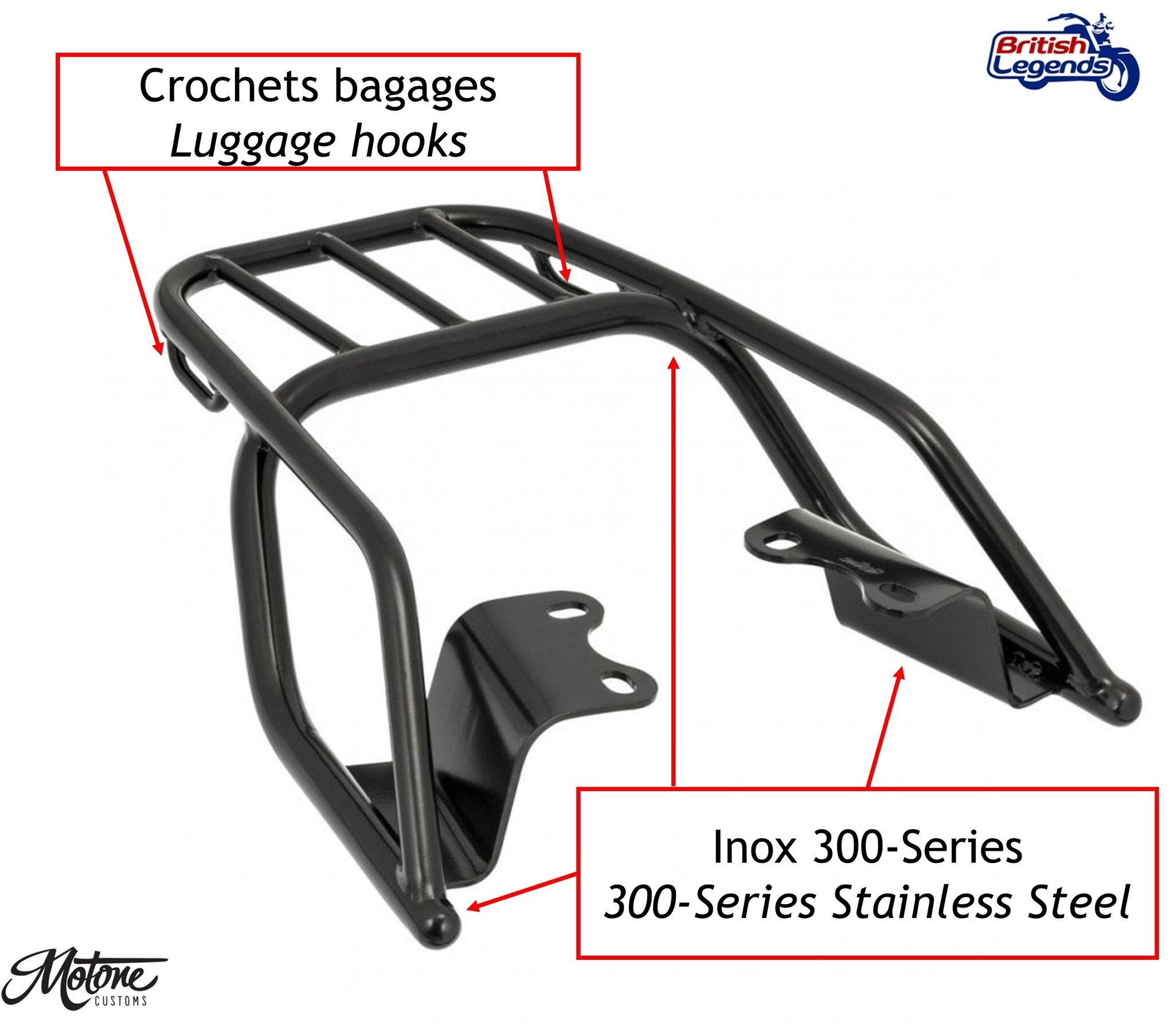 Porte-Bagages en Tube d'Inox pour Triumph Twins