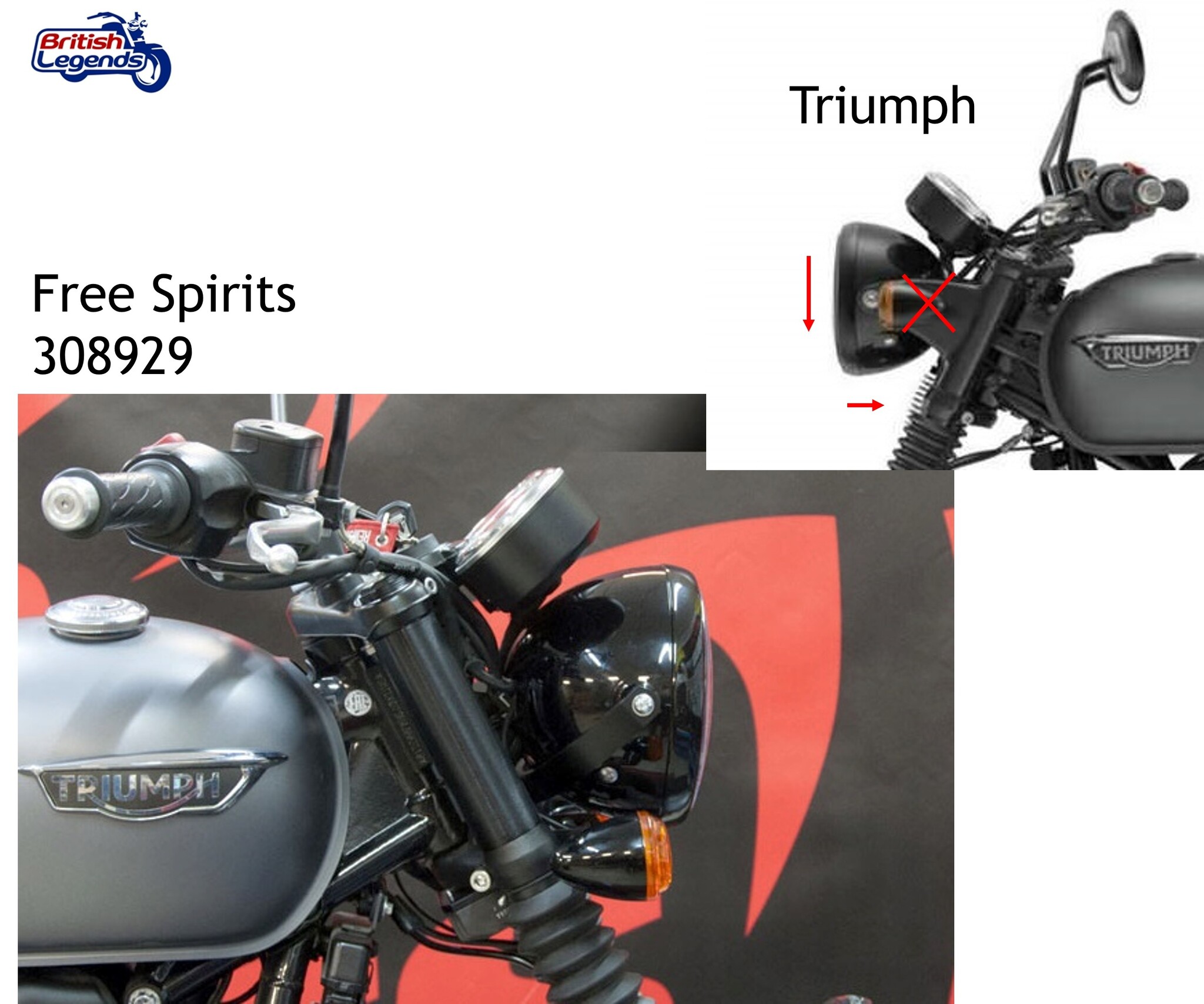 Kit to Relocate the Headlight on Triumph Bonneville