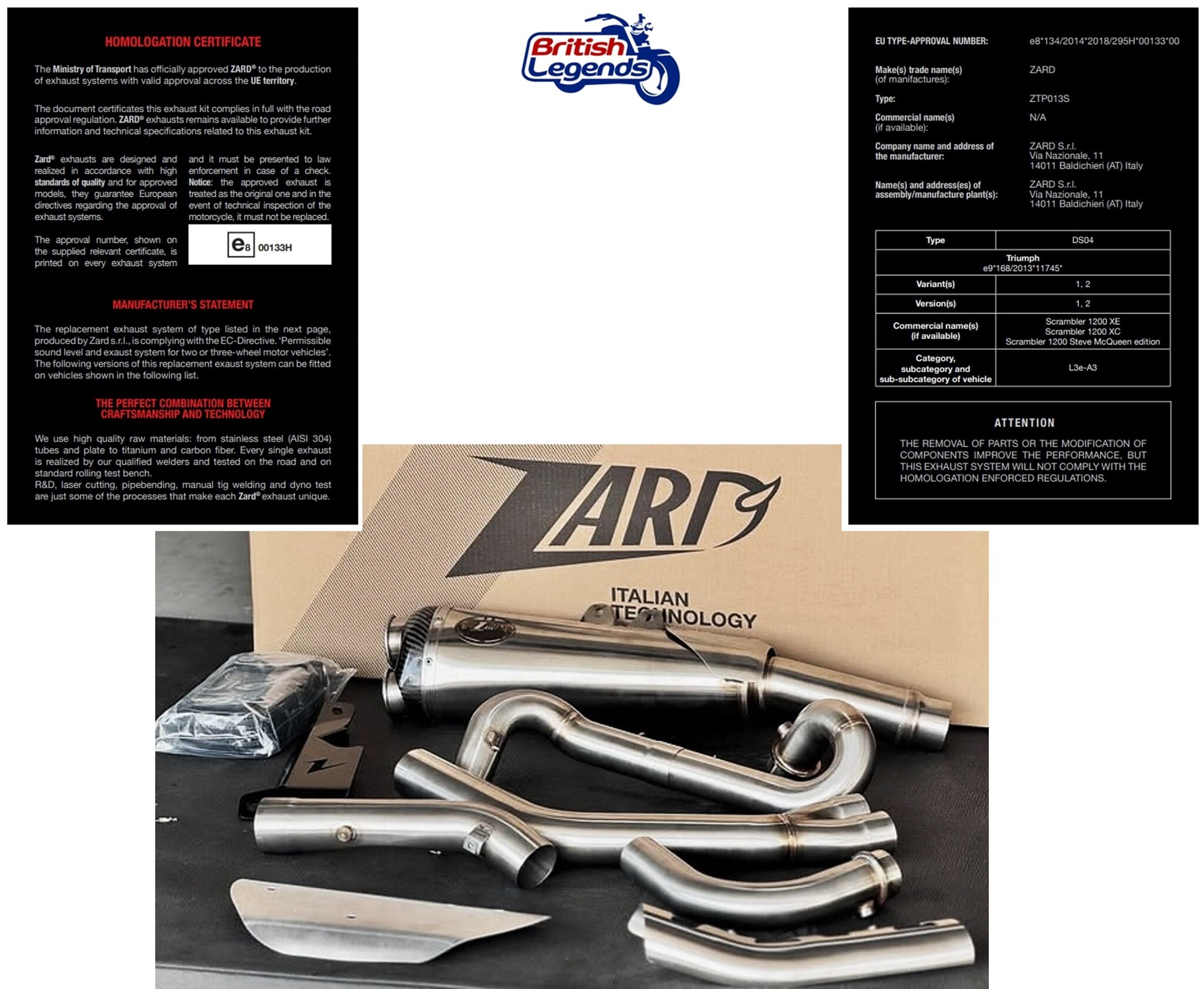 Escape inox Zard para Triumph Scrambler 1200