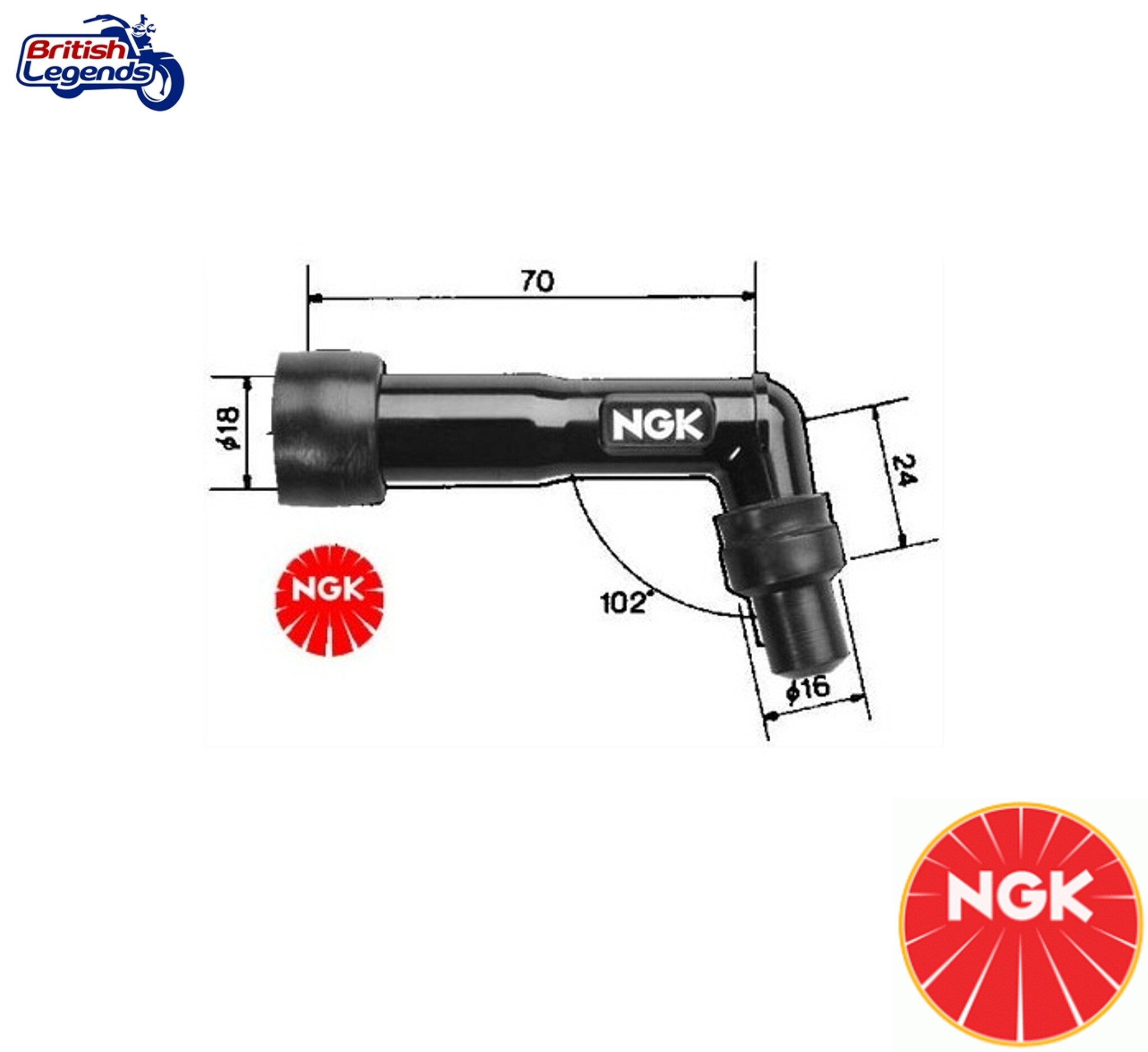 Black NGK Spark Plug Cover for Triumph Twins