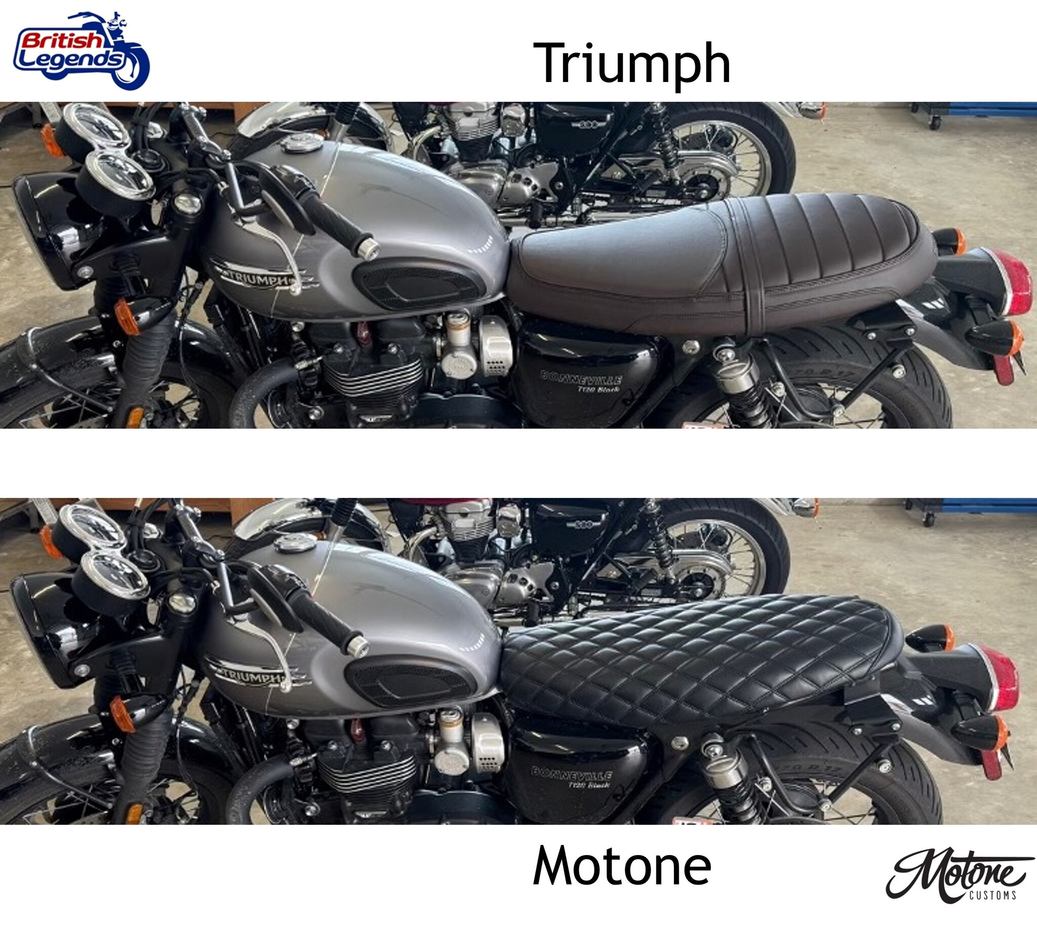 Asiento tándem Motone Skinny para Triumph Twins
