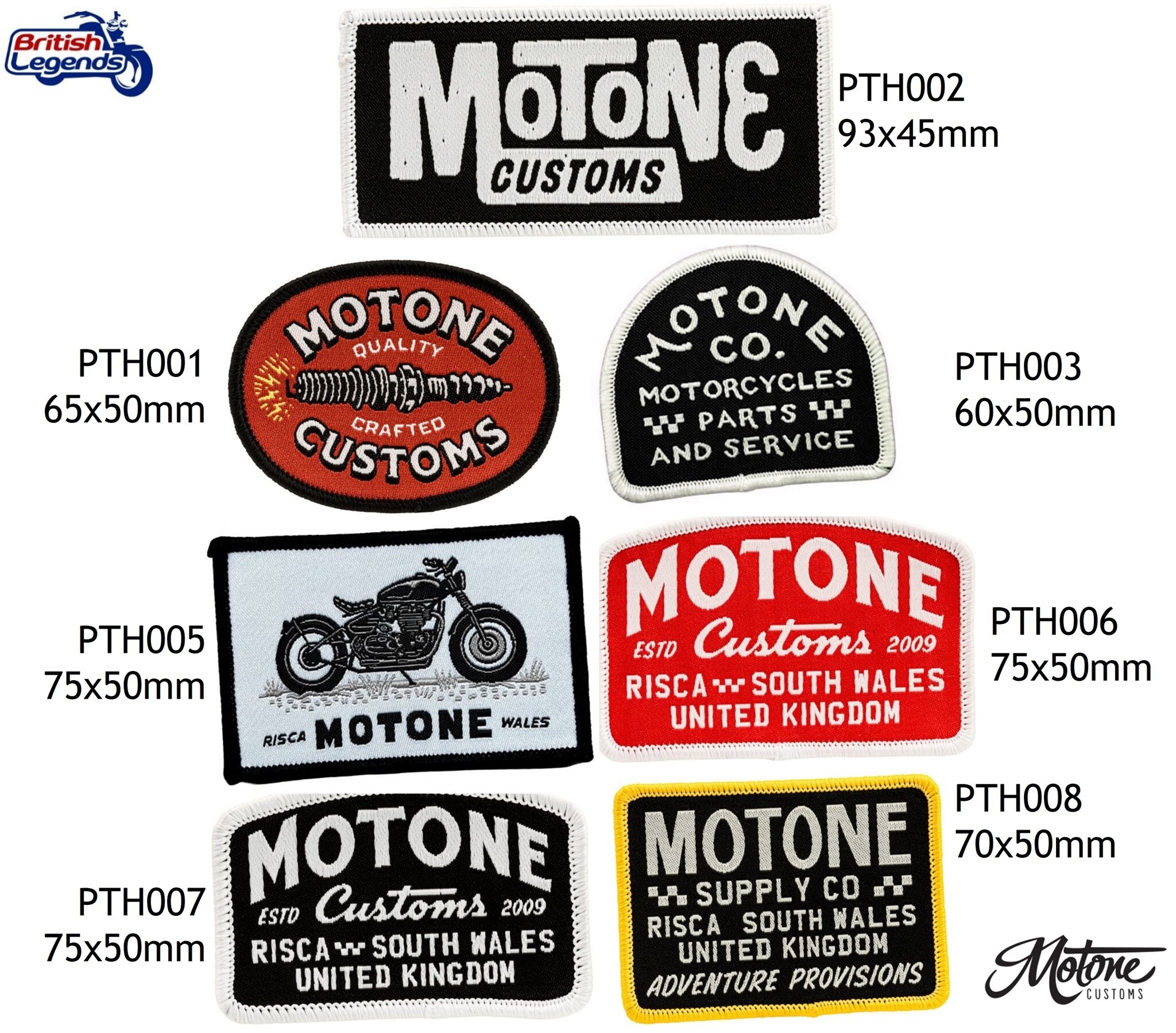 Woven Patches by Motone Customs (Choice of Designs)