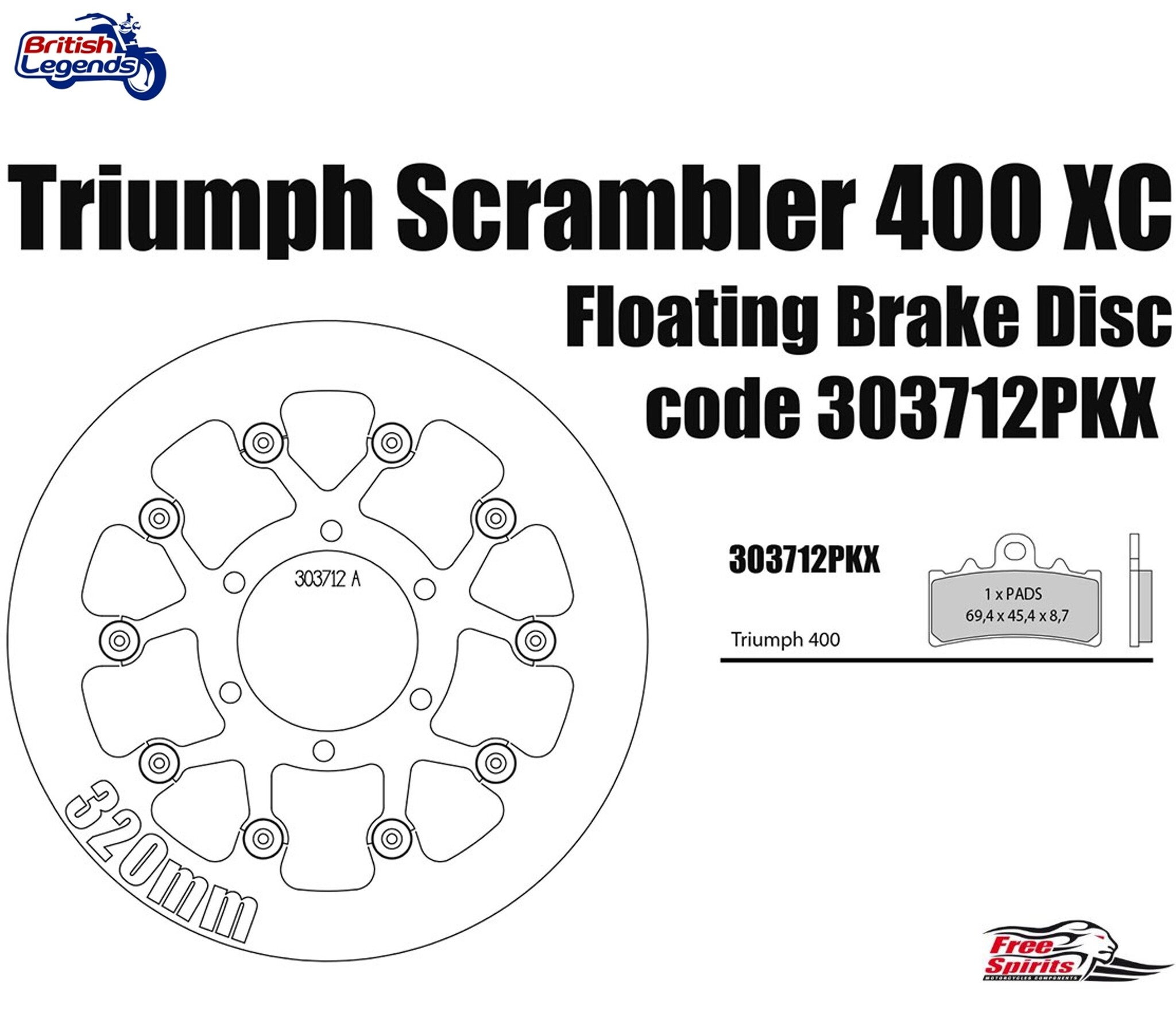 Floating Disc for Speed, Scrambler, Tracker, Thruxton 400