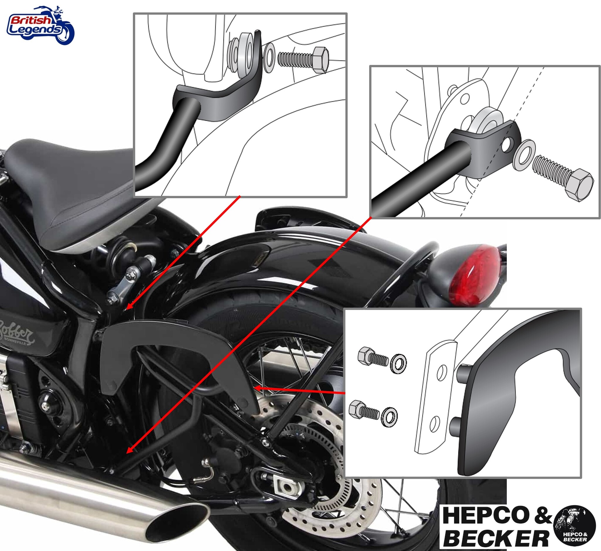 Sacoches Legacy + Kit C-Bow pour Triumph Bobber
