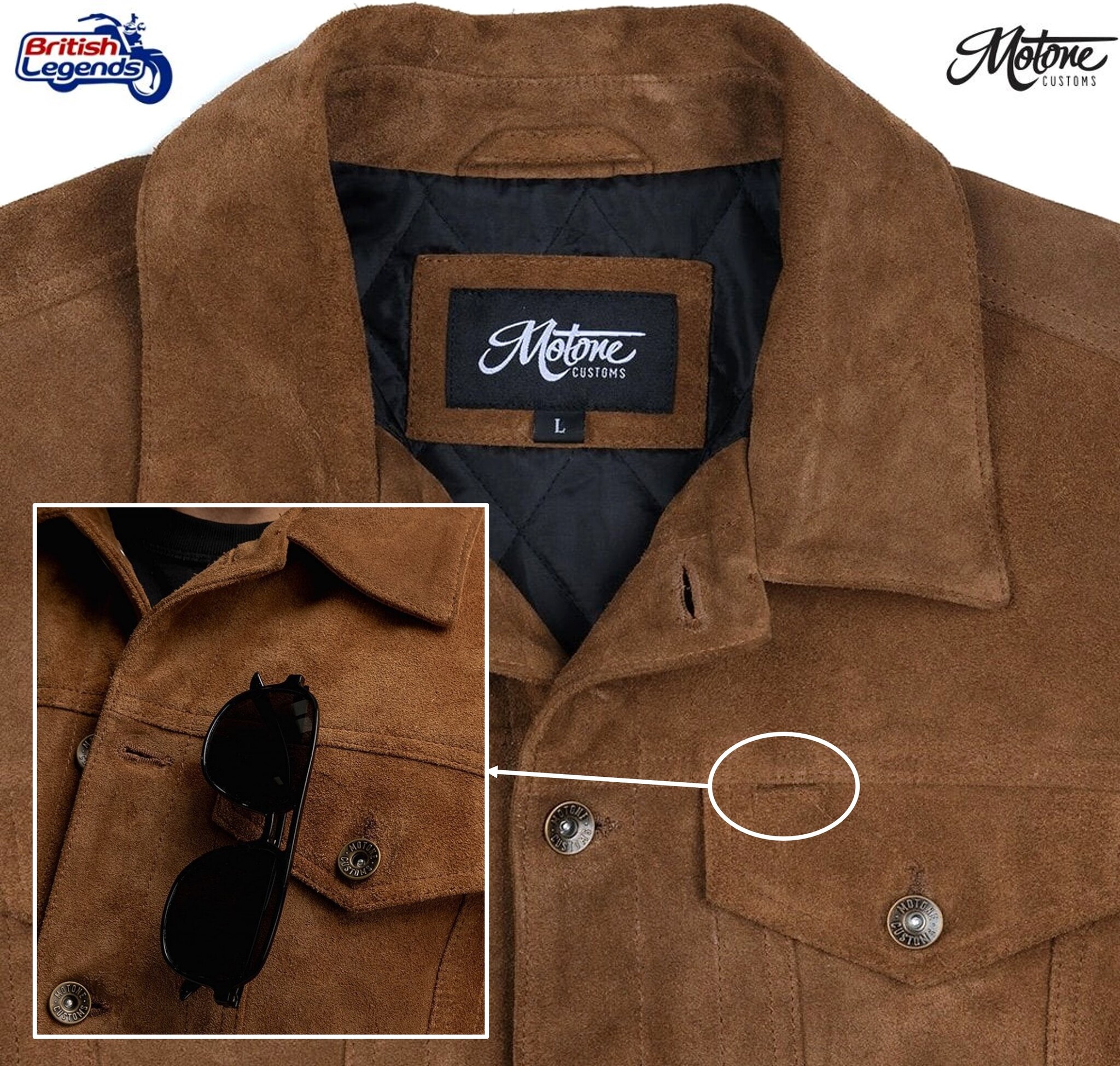 Motone Roughneck Chaqueta de Ante (negra/marrón)