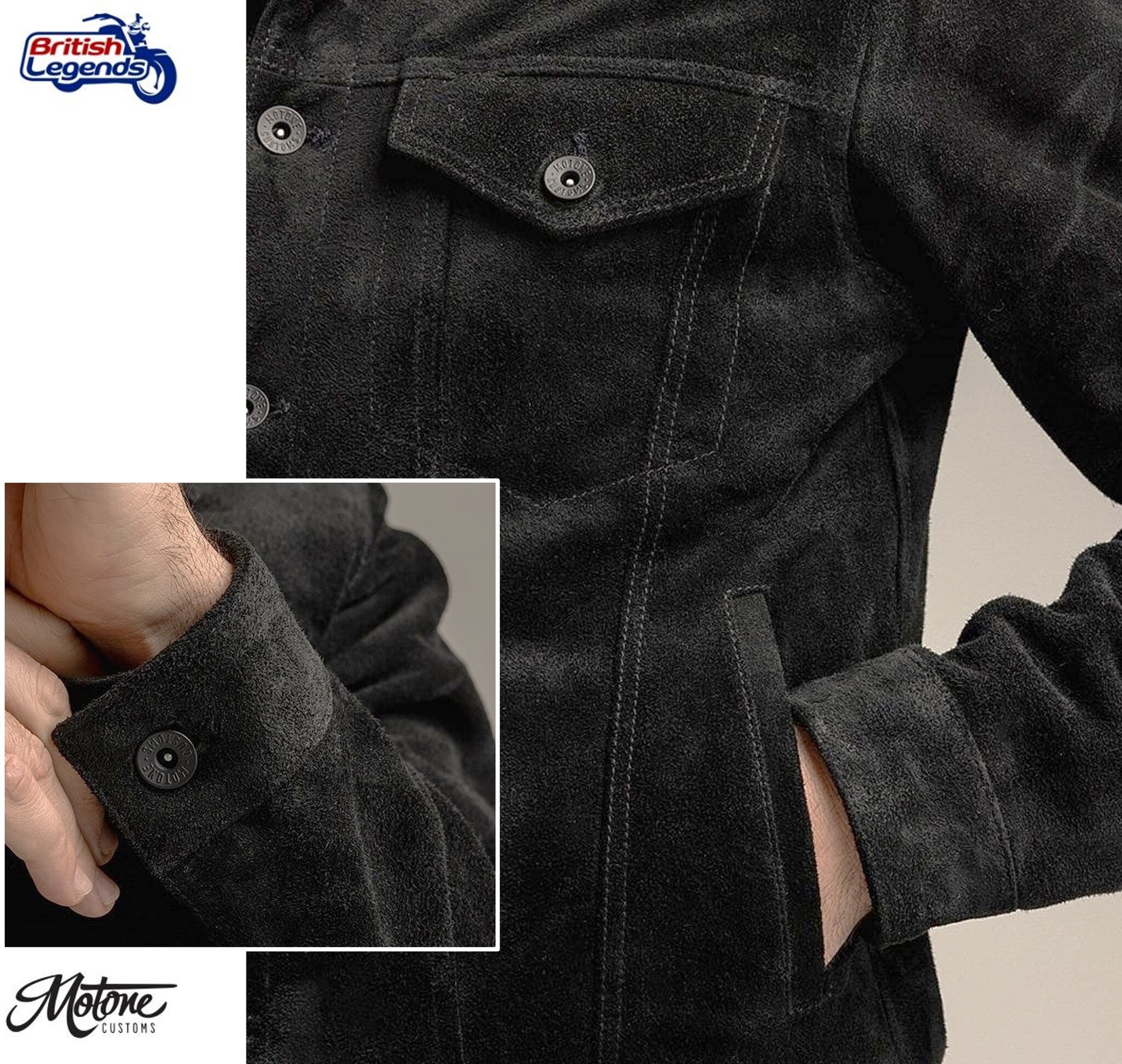 Motone Roughneck Chaqueta de Ante (negra/marrón)