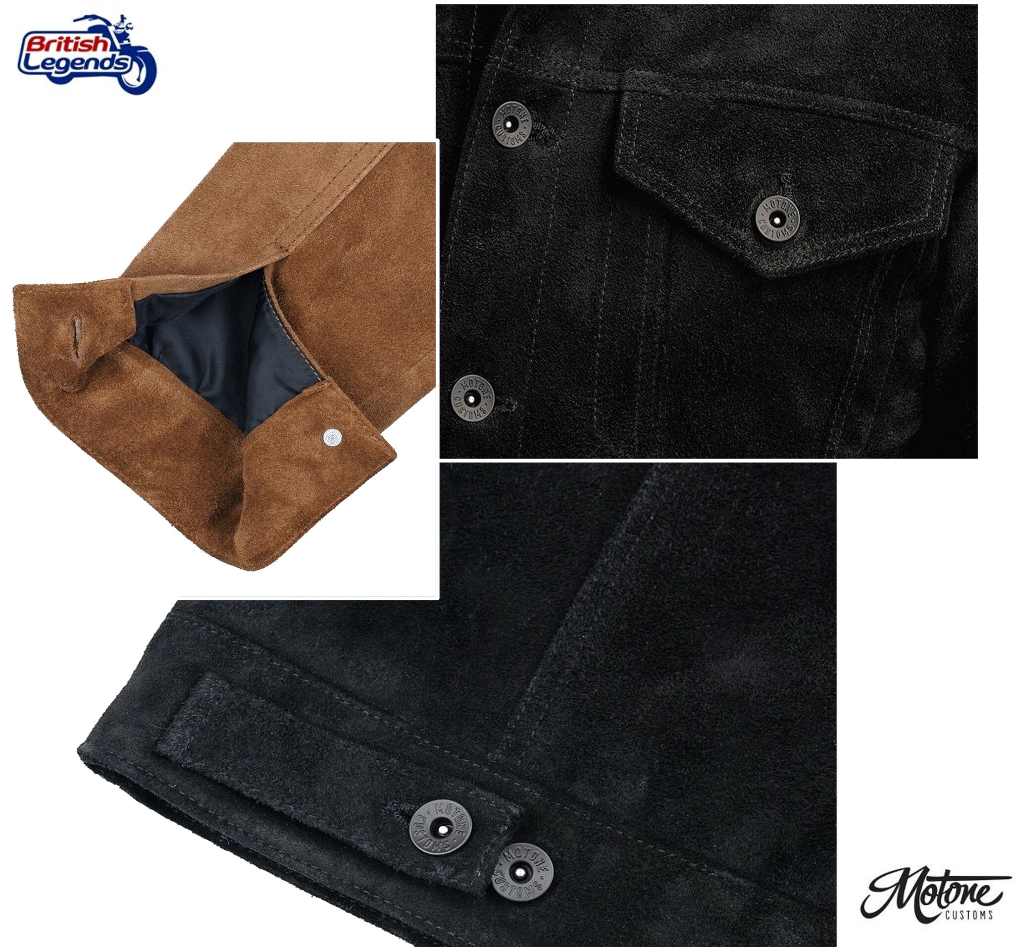 Motone Roughneck Chaqueta de Ante (negra/marrón)