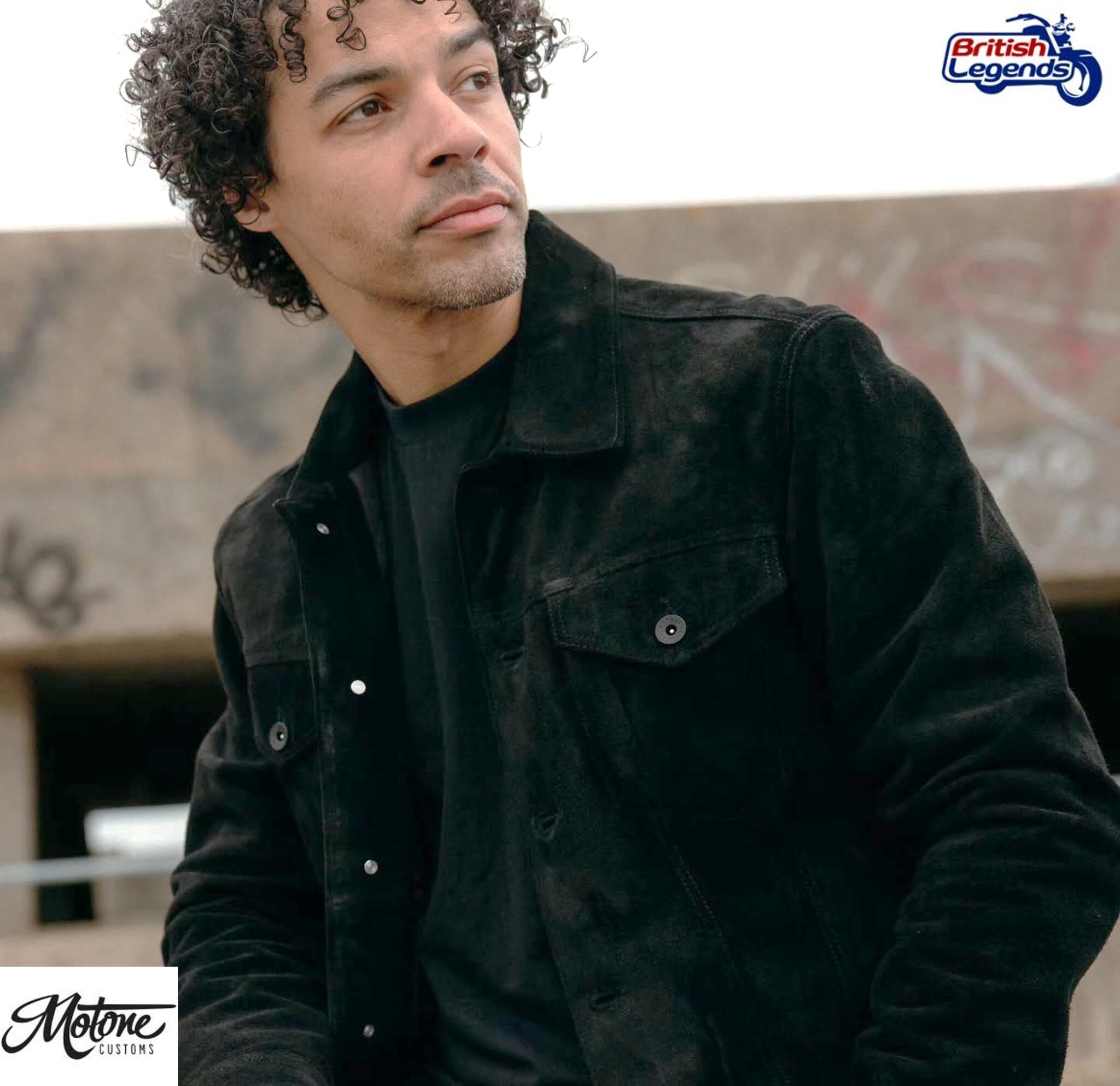 Motone Roughneck Chaqueta de Ante (negra/marrón)