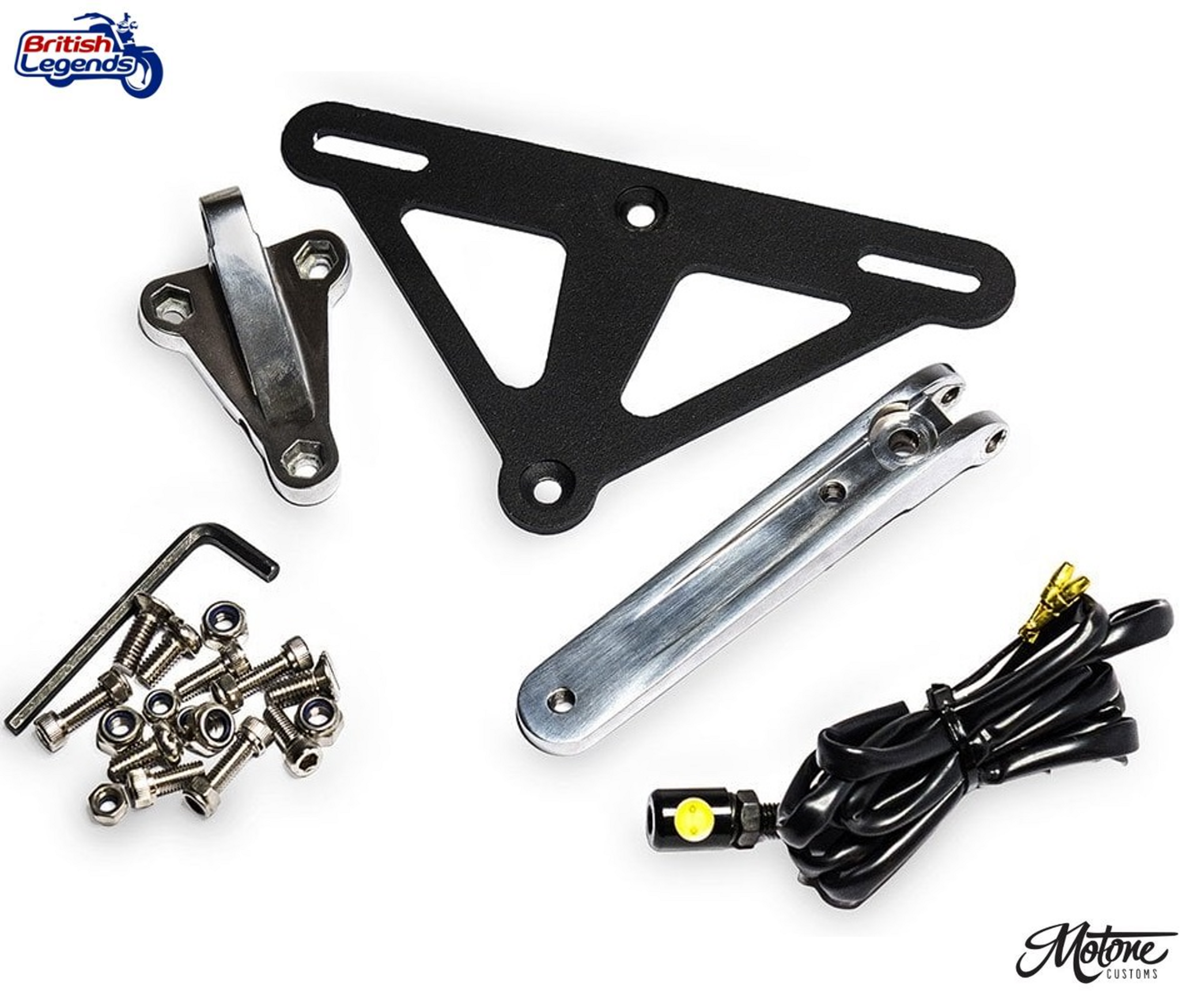Motone License-Plate Bracket Kit with LED Light