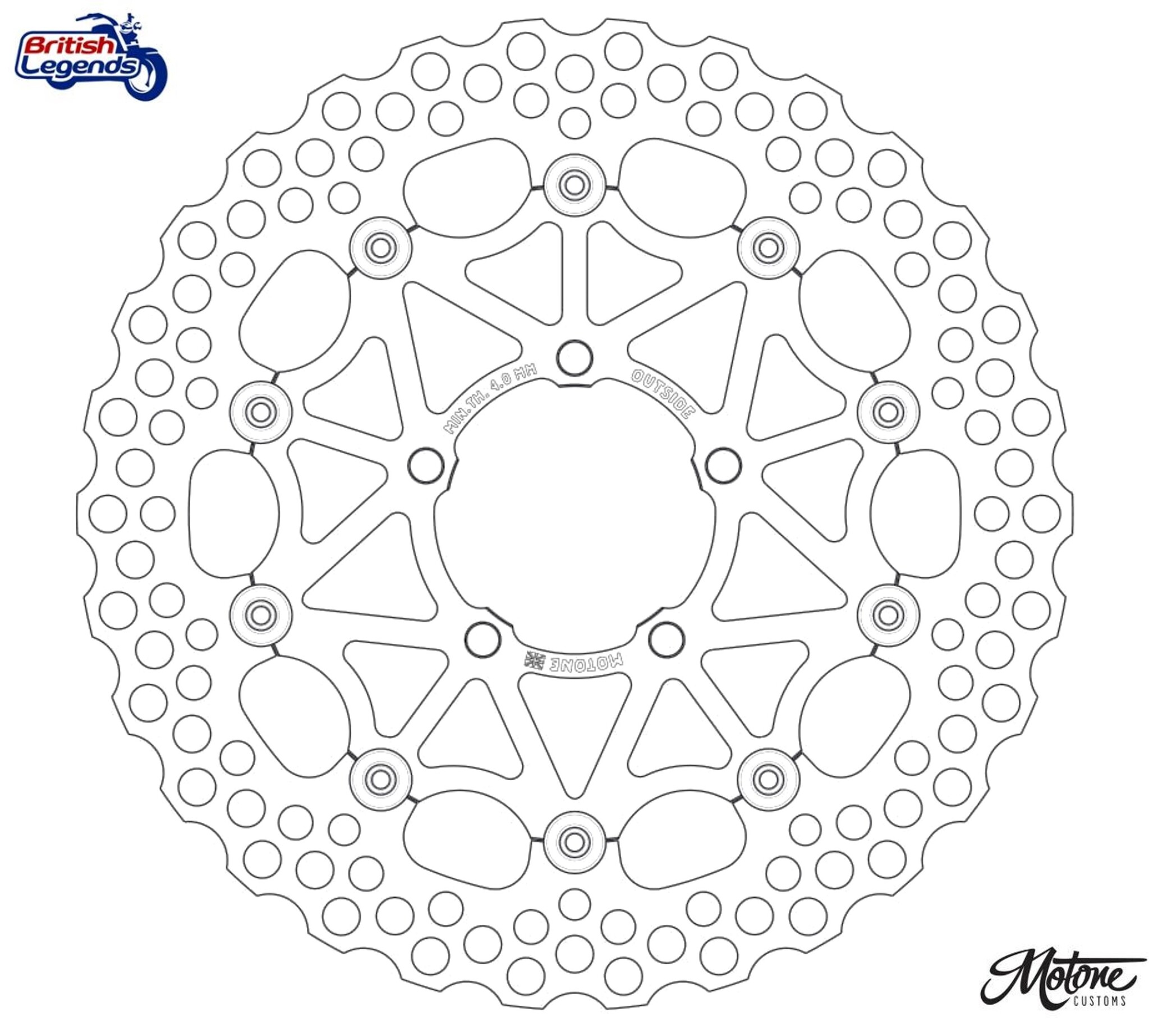Set of FR+RR Brake Discs for Triumph Bonneville T120
