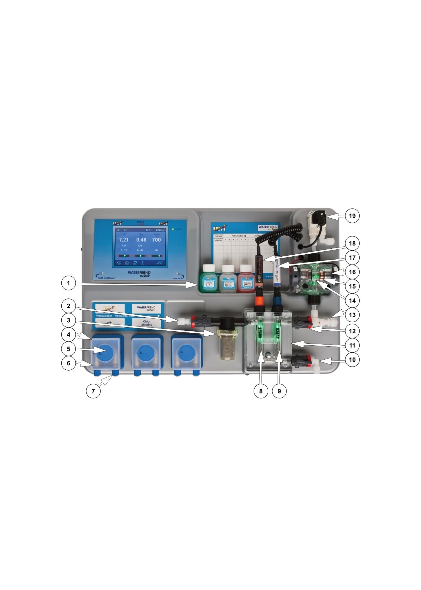 OSF Meetwaterfilter, compleet met dubbele nippel en afdichting (met houder)