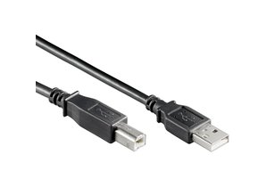 USB B to USB A 2.0 Cable, 2 Meter, Black