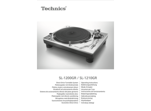 Operating Instructions for Technics SL1200 / SL1210 GR