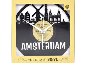 Vinylclock with landmarks from the city Amsterdam