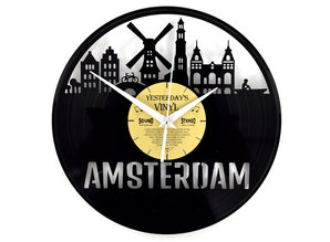 Vinylclock with landmarks from the city Amsterdam