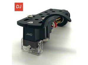 OMNIA J44D DJ Improved Nude cartridge on black headshell by Jico