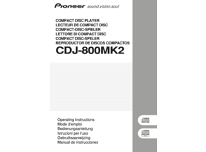 Original Operating Instructions for Pioneer CDJ-800 MK2