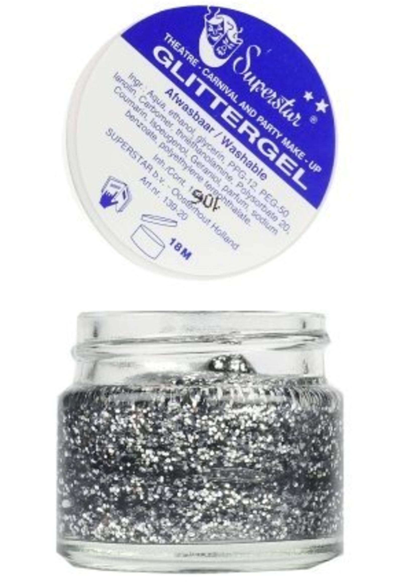 Glittergel zilver