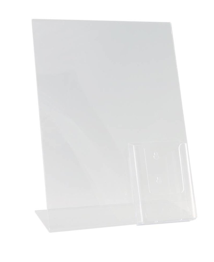 Displaymagazijn.nl Kaarthouder L rechtopstaand met folderhouder Displaymagazijn.nl Kaarthouder L rechtopstaand met folderhouder