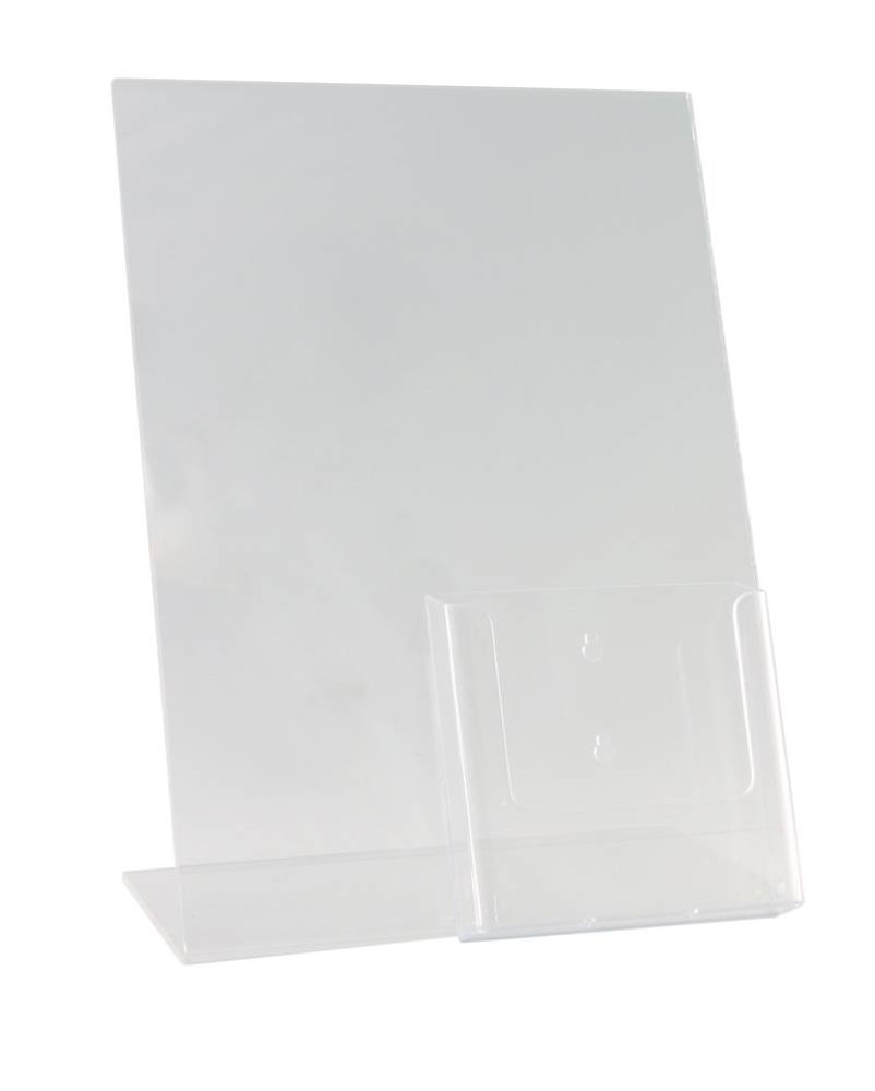 Displaymagazijn.nl Kaarthouder L rechtopstaand met folderhouder Displaymagazijn.nl Kaarthouder L rechtopstaand met folderhouder