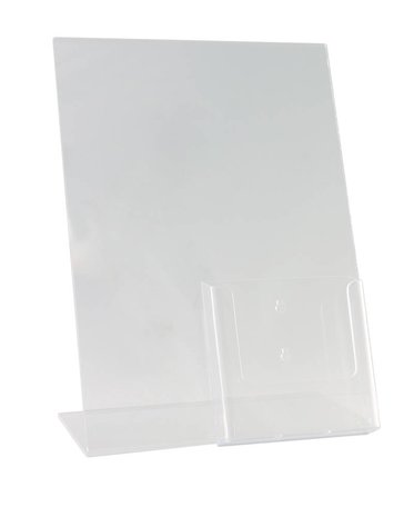 Displaymagazijn.nl Kaarthouder L rechtopstaand met folderhouder Displaymagazijn.nl Kaarthouder L rechtopstaand met folderhouder