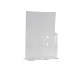 Displaymagazijn.nl Kaarthouder T met folderhouder rechtopstaand