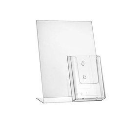 Displaymagazijn.nl Kaarthouder L rechtopstaand met folderhouder