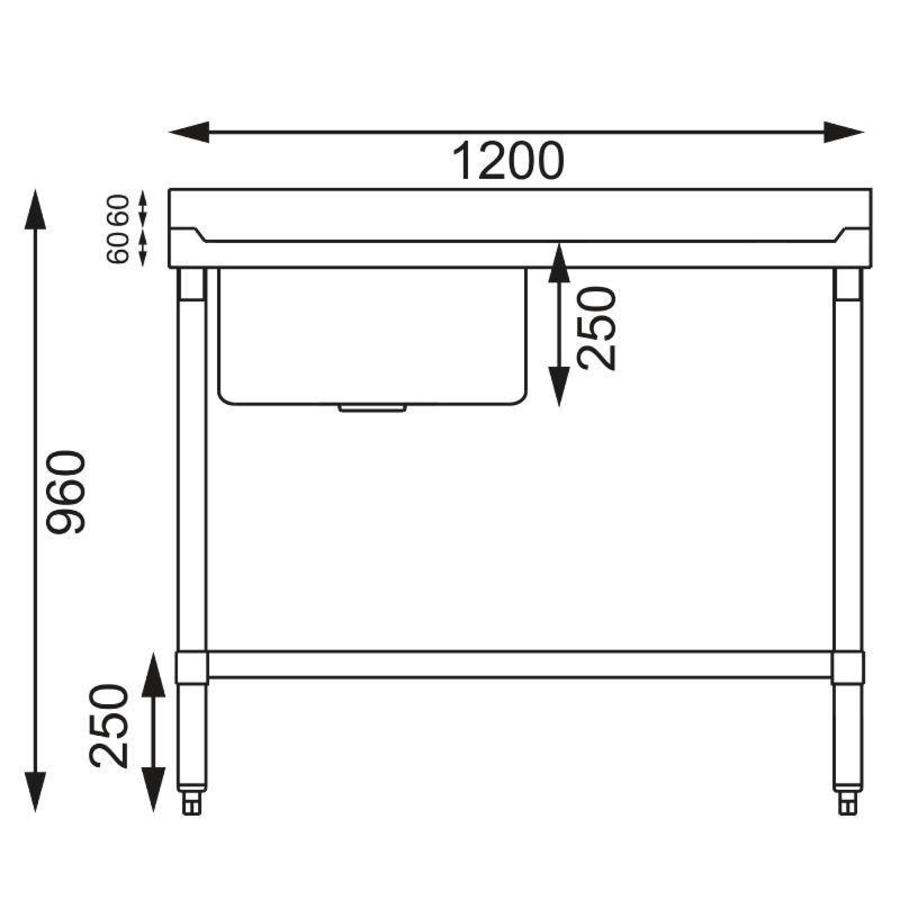 RVS Horeca spoeltafel | spoelbak links | 120x60x90 cm