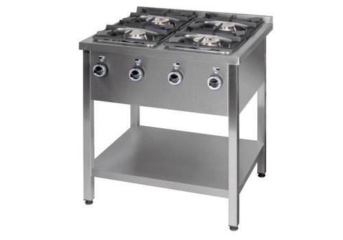  HorecaTraders Cuisinière à gaz 4 feux 1×4,5 kW + 1×7,5 kW + 2×9,0 kW 