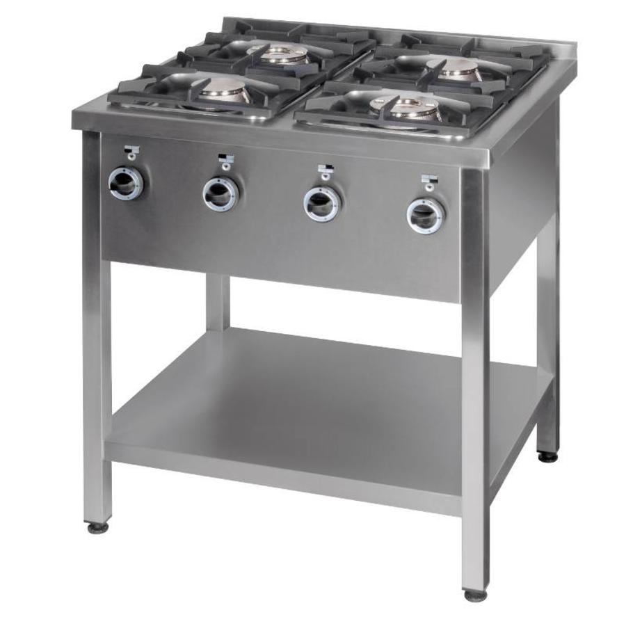 Cuisinière à gaz 4 feux 1×4,5 kW + 1×7,5 kW + 2×9,0 kW