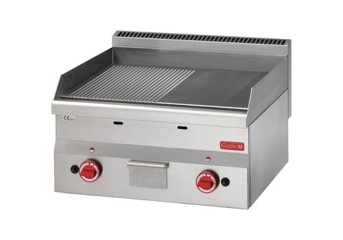  Gastro-M Plaque de cuisson au gaz naturel en acier inoxydable | Lisse/nervuré | 28(h) x 60(l) x 60(p)cm 