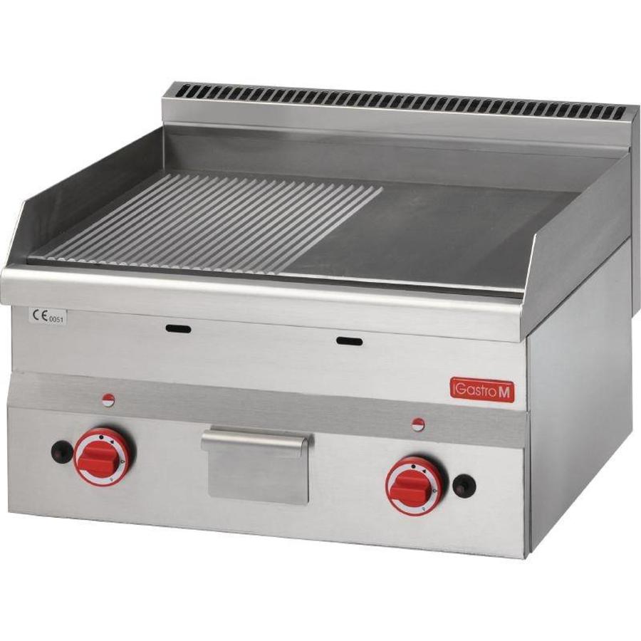 Plaque de cuisson au gaz naturel en acier inoxydable | Lisse/nervuré | 28(h) x 60(l) x 60(p)cm